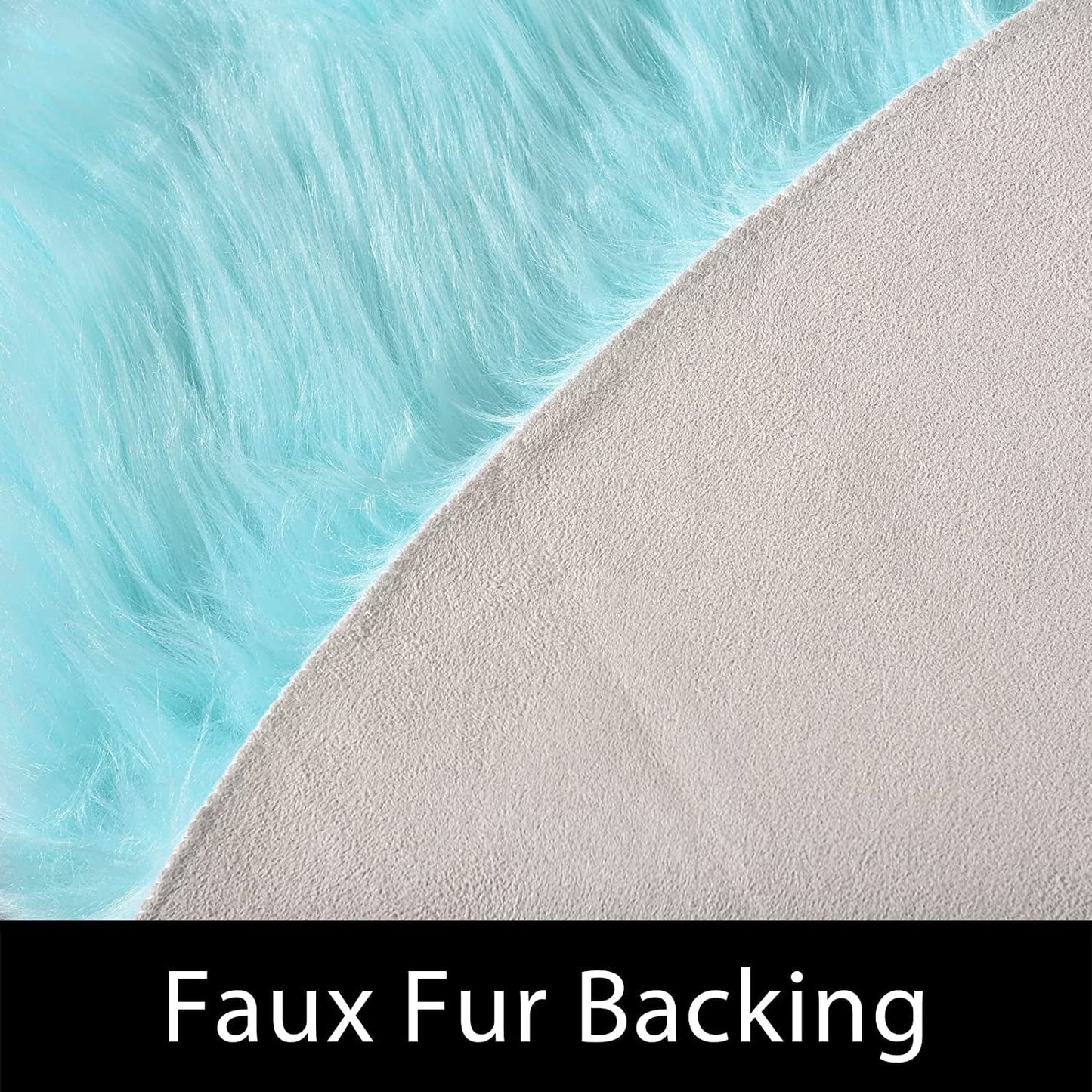 Light Blue Fur round Rug 6.7 Ft, Faux Sheepskin Circle Rug for Living Room, Boho Rugs, Fluffy Washable Rug for Bedroom, Living Room Rugs, Teen Room