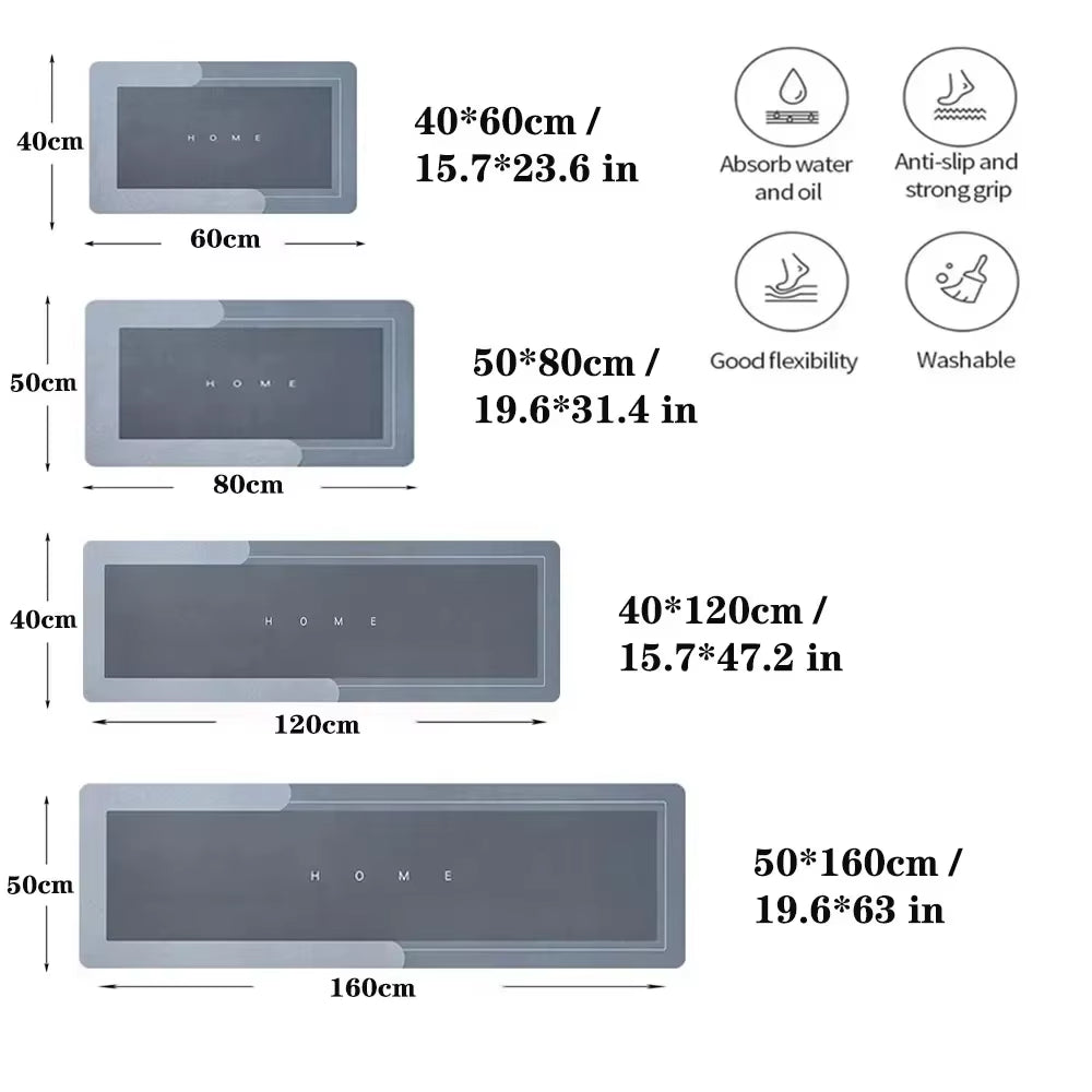 Non-Slip Kitchen Mat Long Rugs Crystal Velvet Carpet for Living Room Absorbent Foot Mats Bedroom Doormat Alfombra Small Rugs